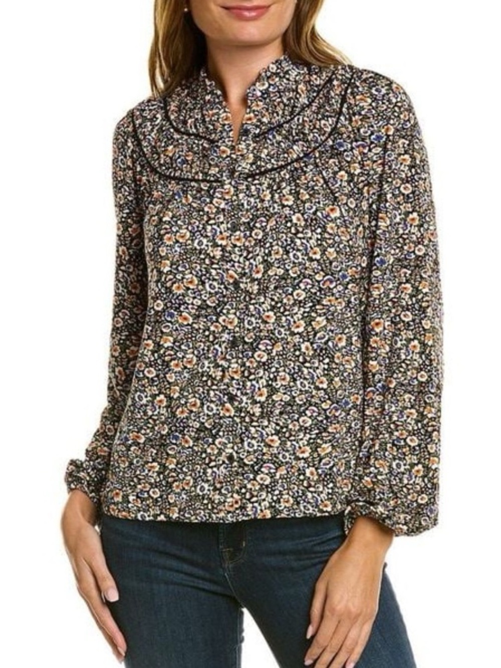 Boden Ruched Yolk Floral Shirt
